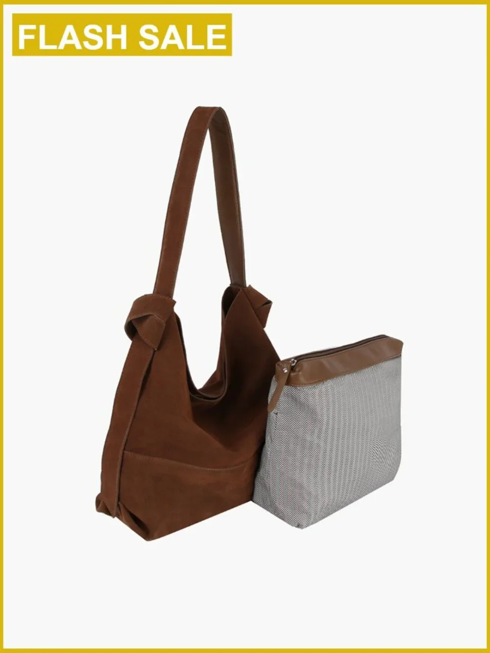 2-in-1 Genuine Suede Hobo Handbag Tote Purse Shoulder Crossbody Travel Bag